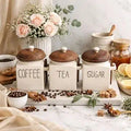 Ocean Store Square Solid Tea Sugar Salt Ceramic Canisters 500 ml