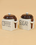 OCEAN STORE Ceramic Storage Canister with Wooden Lid, Cream, 900ml, Handcrafted Airtight Container with Screw-in Lid and Spoon Holder, Food Safe, Microwave Safe, BPA Free (1, Salt)