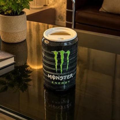 OCEAN STORE Black Energy Drink Can Style Ceramic Sipper, 500ml Hand-Painted Glossy Mug, Microwave & Dishwasher Safe, Lead-Free, Gift for Drink Lovers