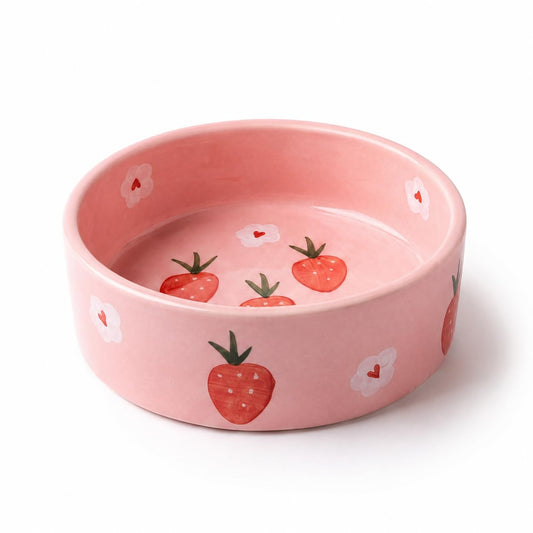 Ocean Store Pink Strawberry Ceramic Bowl, 250ml | Hand-Painted