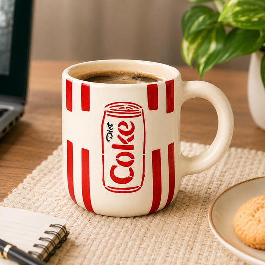 OCEAN STORE Handmade Diet Coke Ceramic Coffee Mug, 350 ml, Retro Soda Can Inspired Design, Glossy Finish, Tea & Coffee Cup for Home & Office (Set of 1)
