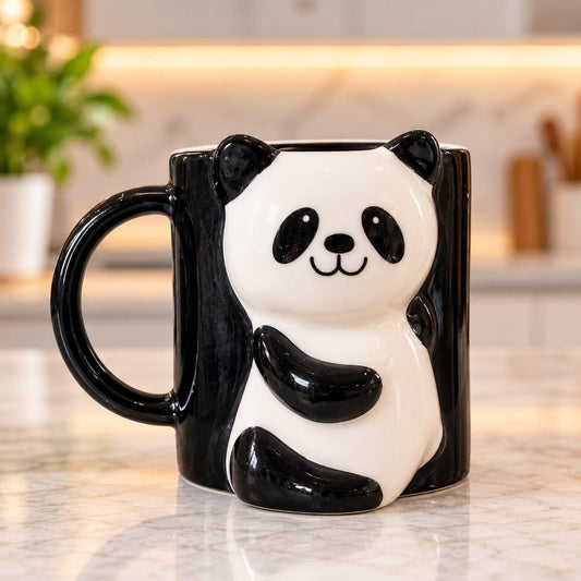 OCEAN STORE Panda Ceramic Coffee Mug, Black and White 3D Animal Design with Handle, Cup for Tea, Coffee and Hot Chocolate, 1 Piece