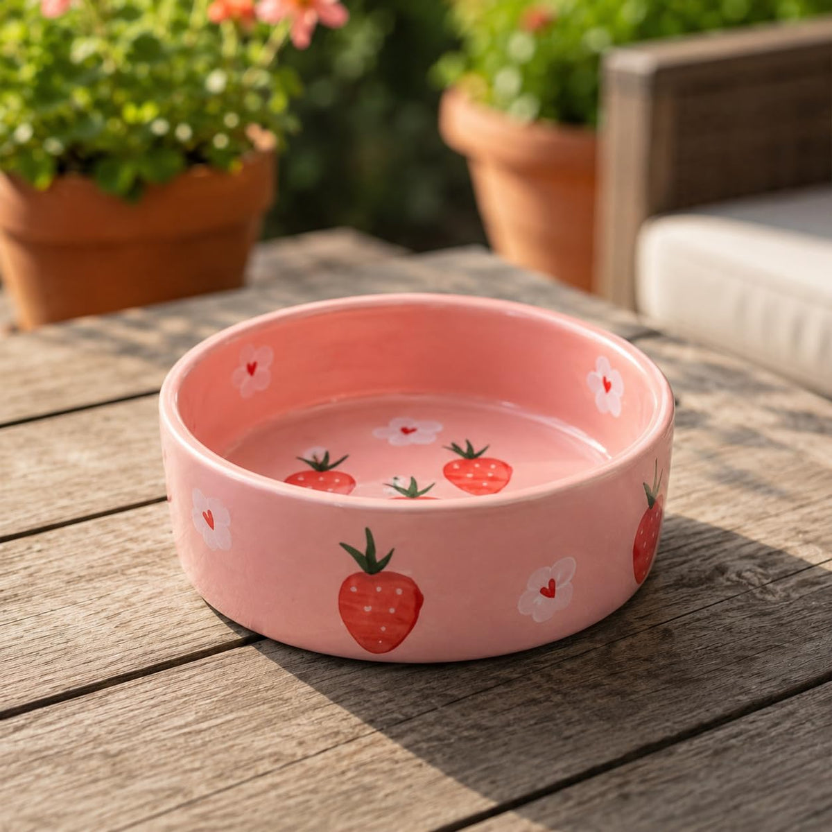 Ocean Store Pink Strawberry Ceramic Bowl, 250ml | Hand-Painted