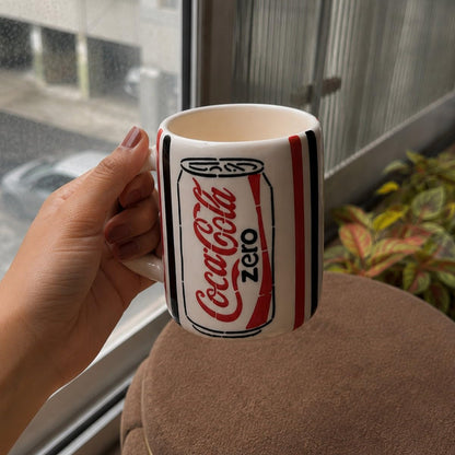 OCEAN STORE Coca Cola Zero Printed Ceramic Coffee Mug, 250 ml Set of 1, Glossy Finish, Reusable Tea and Coffee Cup for Home and Office