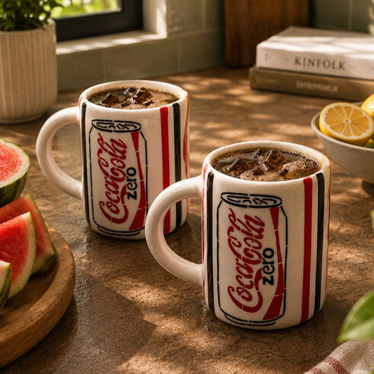 OCEAN STORE Coca Cola Zero Printed Ceramic Coffee Mug, 250 ml Set of 1, Glossy Finish, Reusable Tea and Coffee Cup for Home and Office
