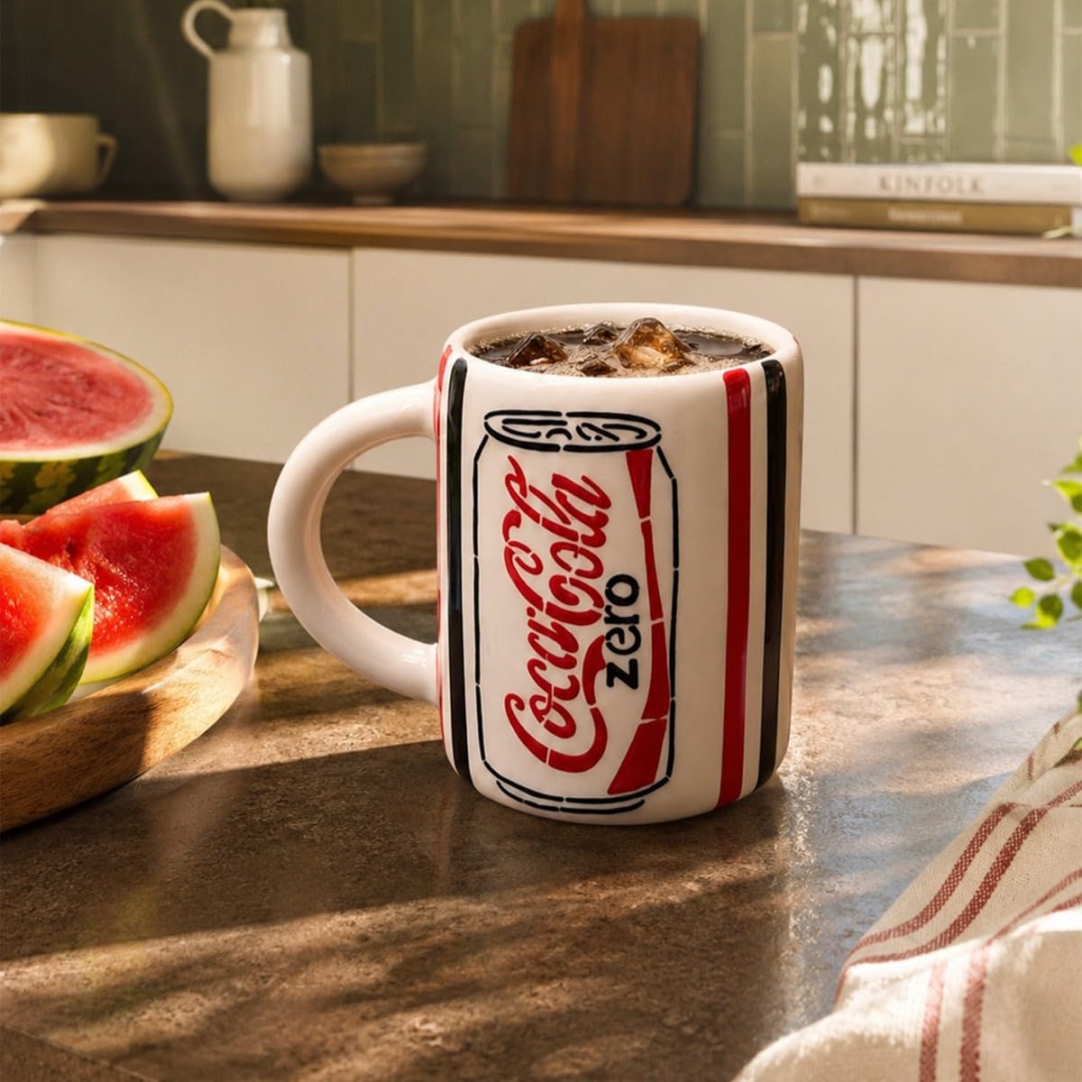 OCEAN STORE Coca Cola Zero Printed Ceramic Coffee Mug, 250 ml Set of 1, Glossy Finish, Reusable Tea and Coffee Cup for Home and Office