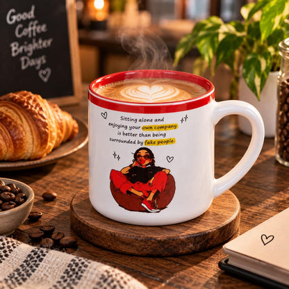OCEAN STORE Printed Ceramic Coffee Mug with Funny and Motivational Quote, 350ml, Set of 1, Delete People Quote – Green