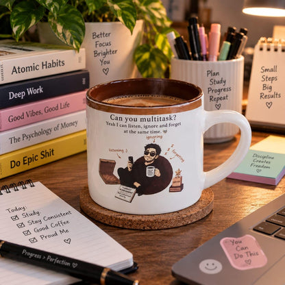 OCEAN STORE Printed Ceramic Coffee Mug with Funny and Motivational Quote, 350ml, Set of 1, Delete People Quote – Green