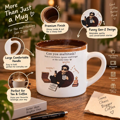 OCEAN STORE Printed Ceramic Coffee Mug with Funny and Motivational Quote, 350ml, Set of 1, Delete People Quote – Green