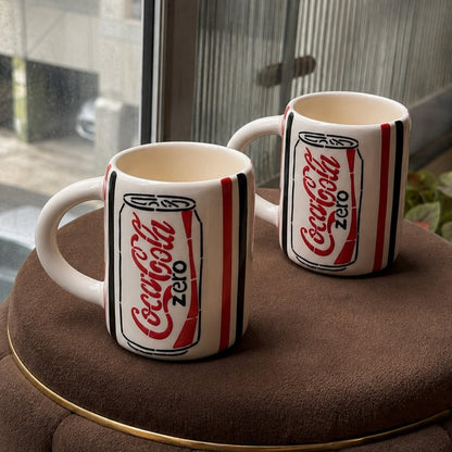 OCEAN STORE Coca Cola Zero Printed Ceramic Coffee Mug, 250 ml Set of 1, Glossy Finish, Reusable Tea and Coffee Cup for Home and Office