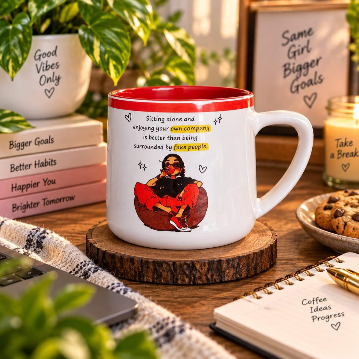 OCEAN STORE Printed Ceramic Coffee Mug with Funny and Motivational Quote, 350ml, Set of 1, Delete People Quote – Green