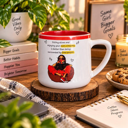 OCEAN STORE Printed Ceramic Coffee Mug with Funny and Motivational Quote, 350ml, Set of 1, Delete People Quote – Green