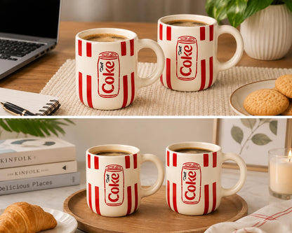 OCEAN STORE Handmade Diet Coke Ceramic Coffee Mug, 350 ml, Retro Soda Can Inspired Design, Glossy Finish, Tea & Coffee Cup for Home & Office (Set of 1)