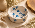 OCEAN STORE Ceramic Hand-Painted Floral Serving Bowl, 250ml, Microwave and Dishwasher Safe, Lead-Free, for Salad, Snack, and Dessert (Botanical Stem, Set of 1)
