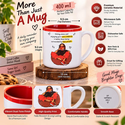 OCEAN STORE Printed Ceramic Coffee Mug with Funny and Motivational Quote, 350ml, Set of 1, Delete People Quote – Green