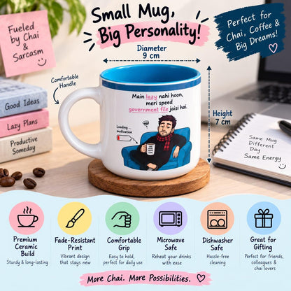 OCEAN STORE Printed Ceramic Coffee Mug with Funny and Motivational Quote, 350ml, Set of 1, Delete People Quote – Green