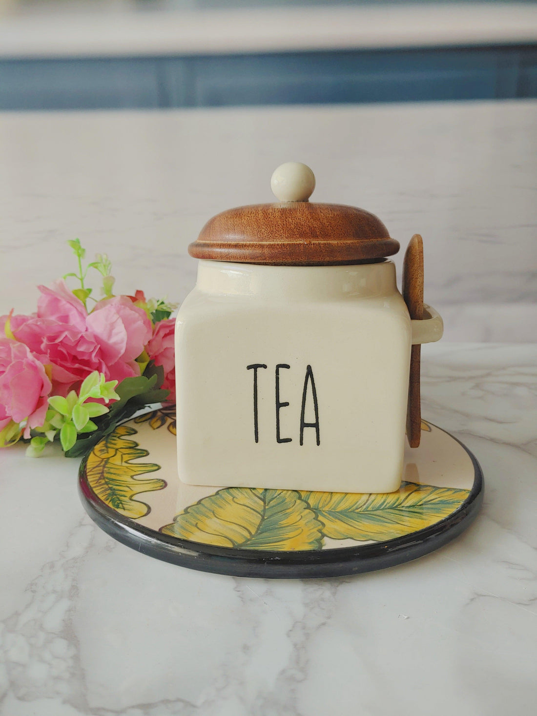 Ocean Store Square Solid Tea Sugar Salt Ceramic Canisters 500 ml
