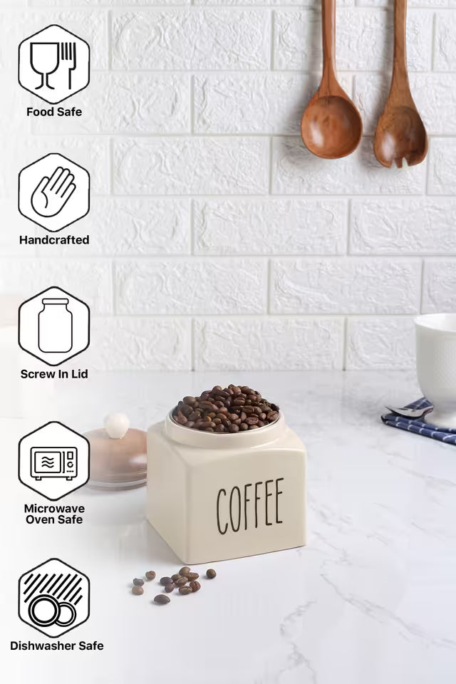 Ocean Store Square Solid Tea Sugar Salt Ceramic Canisters 500 ml