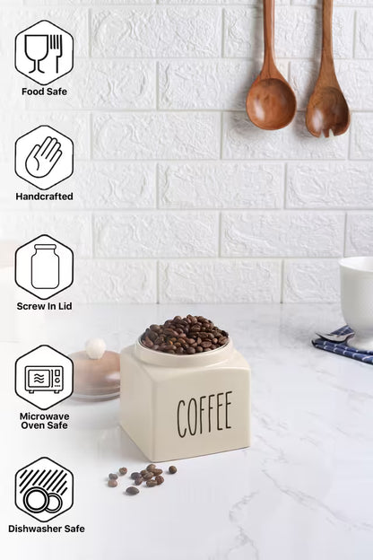 Ocean Store Square Solid Tea Sugar Salt Ceramic Canisters 500 ml