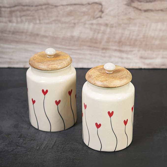 Ocean Store Red Heart Flying Ceramic Air Tight Jar