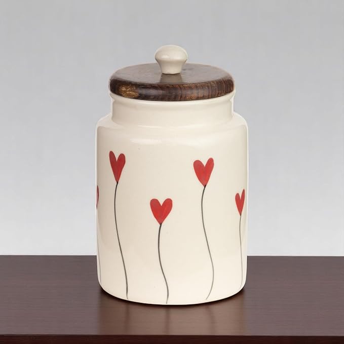 Ocean Store Red Heart Flying Ceramic Air Tight Jar