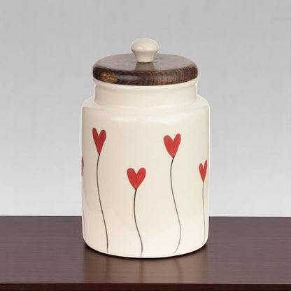Ocean Store Red Heart Flying Ceramic Air Tight Jar