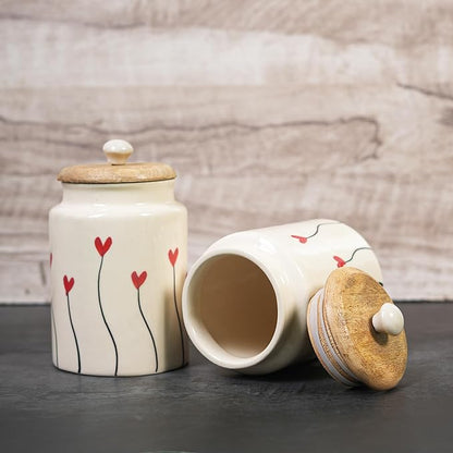 Ocean Store Red Heart Flying Ceramic Air Tight Jar