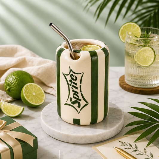 Sprite-inspired Ceramic Sipper with Stainless Steel Straw – 400ml | Ocean Store