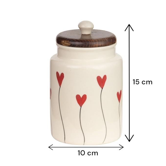 Ocean Store Red Heart Flying Ceramic Air Tight Jar