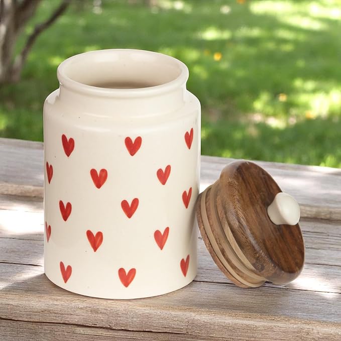 Ocean Store Red Heart Flying Ceramic Air Tight Jar