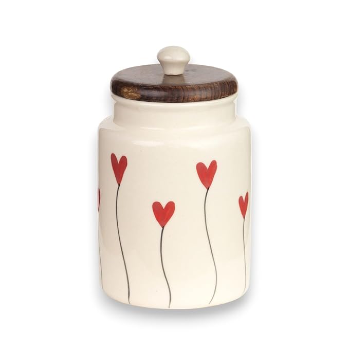 Ocean Store Red Heart Flying Ceramic Air Tight Jar