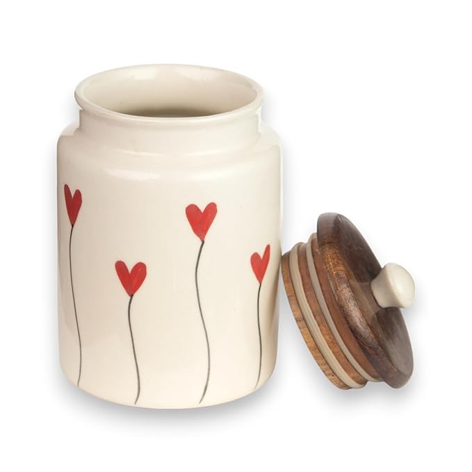 Ocean Store Red Heart Flying Ceramic Air Tight Jar